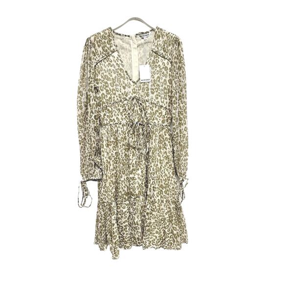WALTER BAKER  Faber Tie-Detailed Leopard-Print Metallic Georgette Dress Sz 2 - Picture 3 of 12